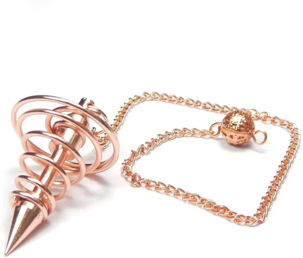 Copper Metal Light Weight Spiral Cone Point Pendulum