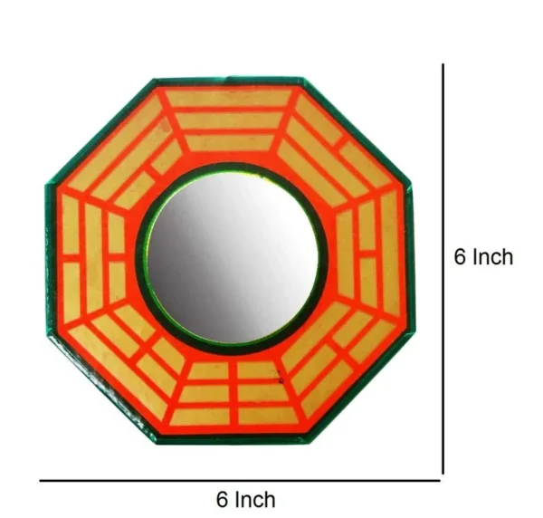 Feng Shui Chinese Convex Vastu Bagua(Pa Kua) Mirror For Positive(Chi) Energy | Wall/Door Decor For Protection,Wood, Multicolour. - Image 2